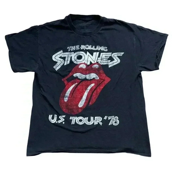 The Rolling Stones US Tour 78 Official Unisex Long Sleeve T-Shirt - Navy Blue Soft Cotton